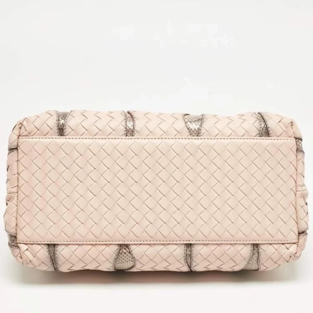 ❤️Authentic Bottega Veneta Salmon/Beige Intrecciato Leather and Snakeskin Tote❤️ - Picture 7 of 12